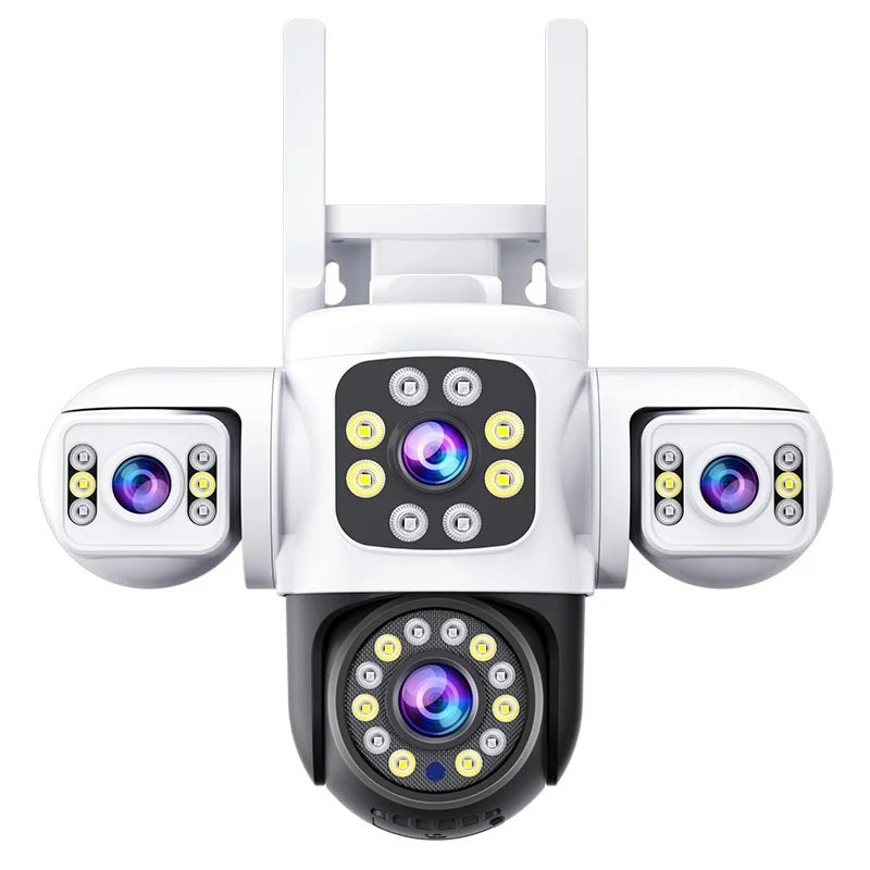 Cámara de Seguridad WiFi Exterior 12MP con Triple Lente, Visión Nocturna en Color y Seguimiento Automático