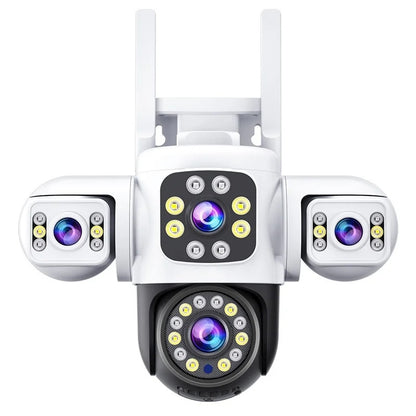 Cámara de Seguridad WiFi Exterior 12MP con Triple Lente, Visión Nocturna en Color y Seguimiento Automático