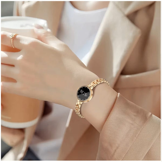 Pulsera Inteligente L6 Mujer IP67 Monitoreo de Salud, Cadena Metálica Elegante, Control por Gestos