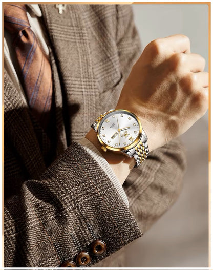 Reloj de Hombre Elegante Movimiento Cuarzo Bicolor Acero Inoxidable