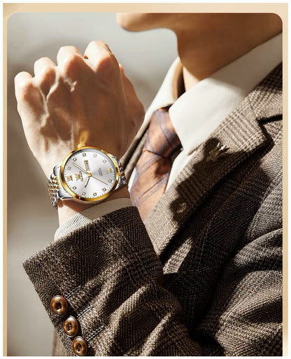 Reloj de Hombre Elegante Movimiento Cuarzo Bicolor Acero Inoxidable