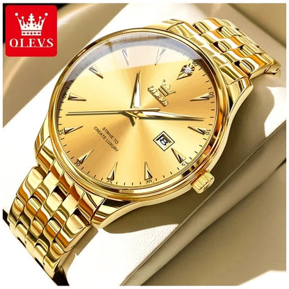 Reloj de Lujo Clásico para Hombre con Calendario y Movimiento de Cuarzo Resistencia al agua 30m