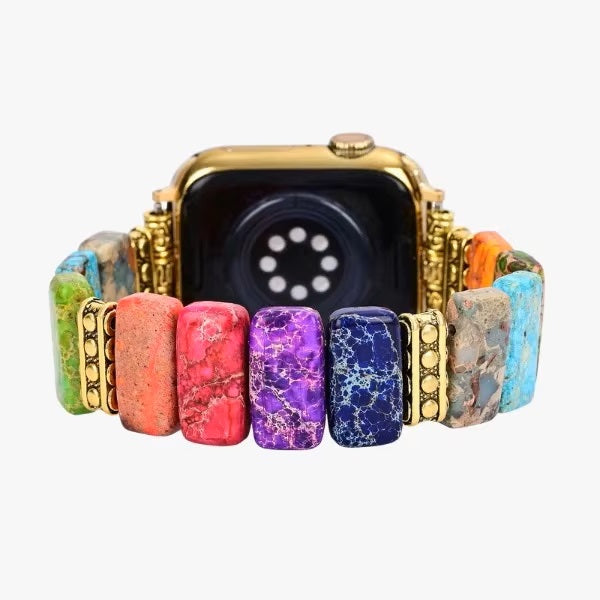 Correa Elástica Multicolor de Piedras Naturales para Apple Watch 42/44 mm Gemas Pulidas