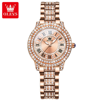 Reloj de Pulsera Elegante para Mujer con Cristales Incrustados, Acero Inoxidable, Movimiento Cuarzo y Resistencia al Agua 3ATM – Ideal para Uso Diario, Oficina y Eventos