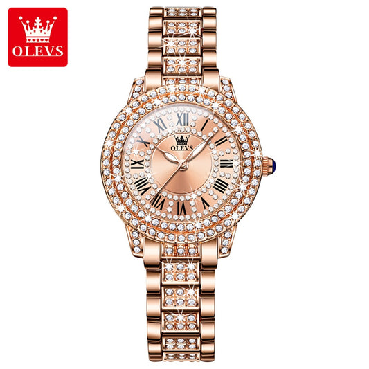 Reloj de Pulsera Elegante para Mujer con Cristales Incrustados, Acero Inoxidable, Movimiento Cuarzo y Resistencia al Agua 3ATM – Ideal para Uso Diario, Oficina y Eventos