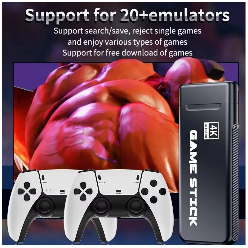 Consola de Videojuegos Retro M8 Pro con Game Stick 4K, 2 Controles Inalámbricos y Más de 20.000 Juegos
