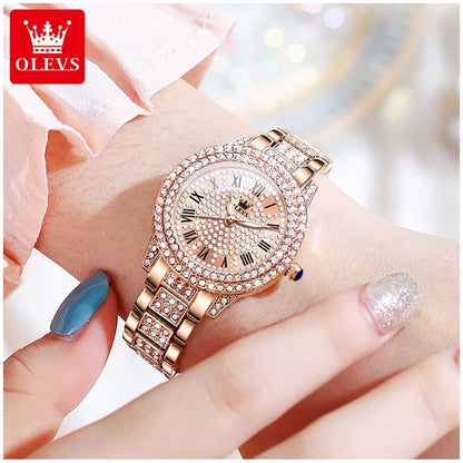 Reloj de Pulsera Elegante para Mujer con Cristales Incrustados, Acero Inoxidable, Movimiento Cuarzo y Resistencia al Agua 3ATM – Ideal para Uso Diario, Oficina y Eventos