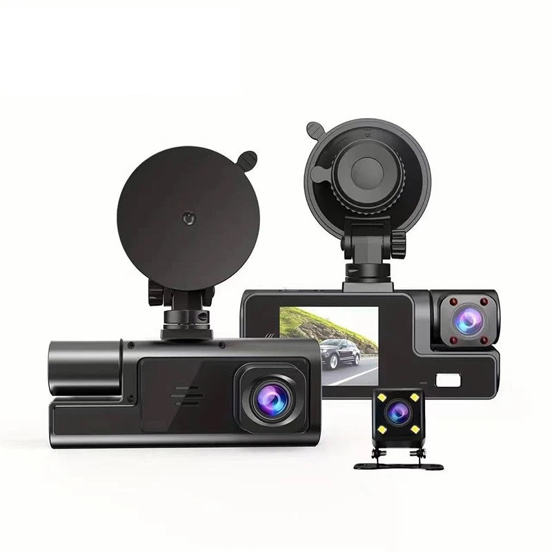 Cámara DVR para Auto Full HD 1080P 3 Canales Visión Nocturna WiFi Detección de Movimiento