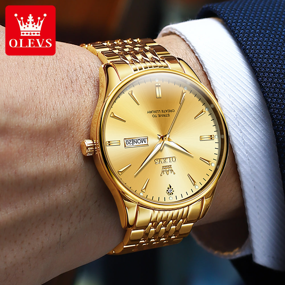 Reloj de Lujo Clásico para Hombre con Calendario y Movimiento de Cuarzo Resistencia al agua 30m