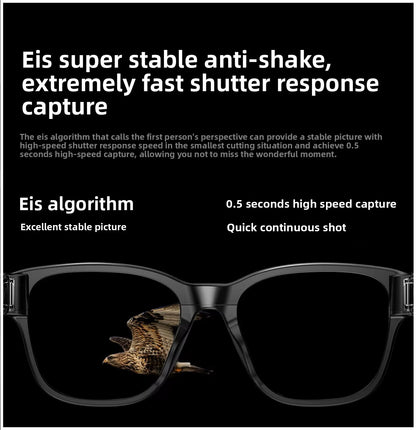 Gafas Inteligentes L802 con Cámara 8MP, Grabación 1200P, Traducción Multilingüe, Conexión WiFi y Bluetooth, Lentes Polarizados IPX5