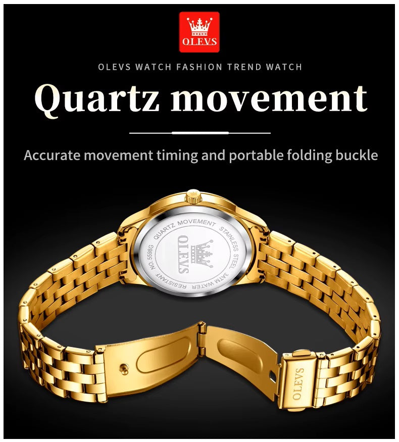 Reloj de Lujo Clásico para Hombre con Calendario y Movimiento de Cuarzo Resistencia al agua 30m