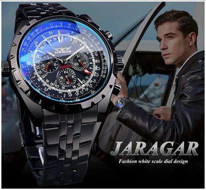 Reloj Automático Jaragar Deportivo Mecánico Resistencia al Agua 3 BAR