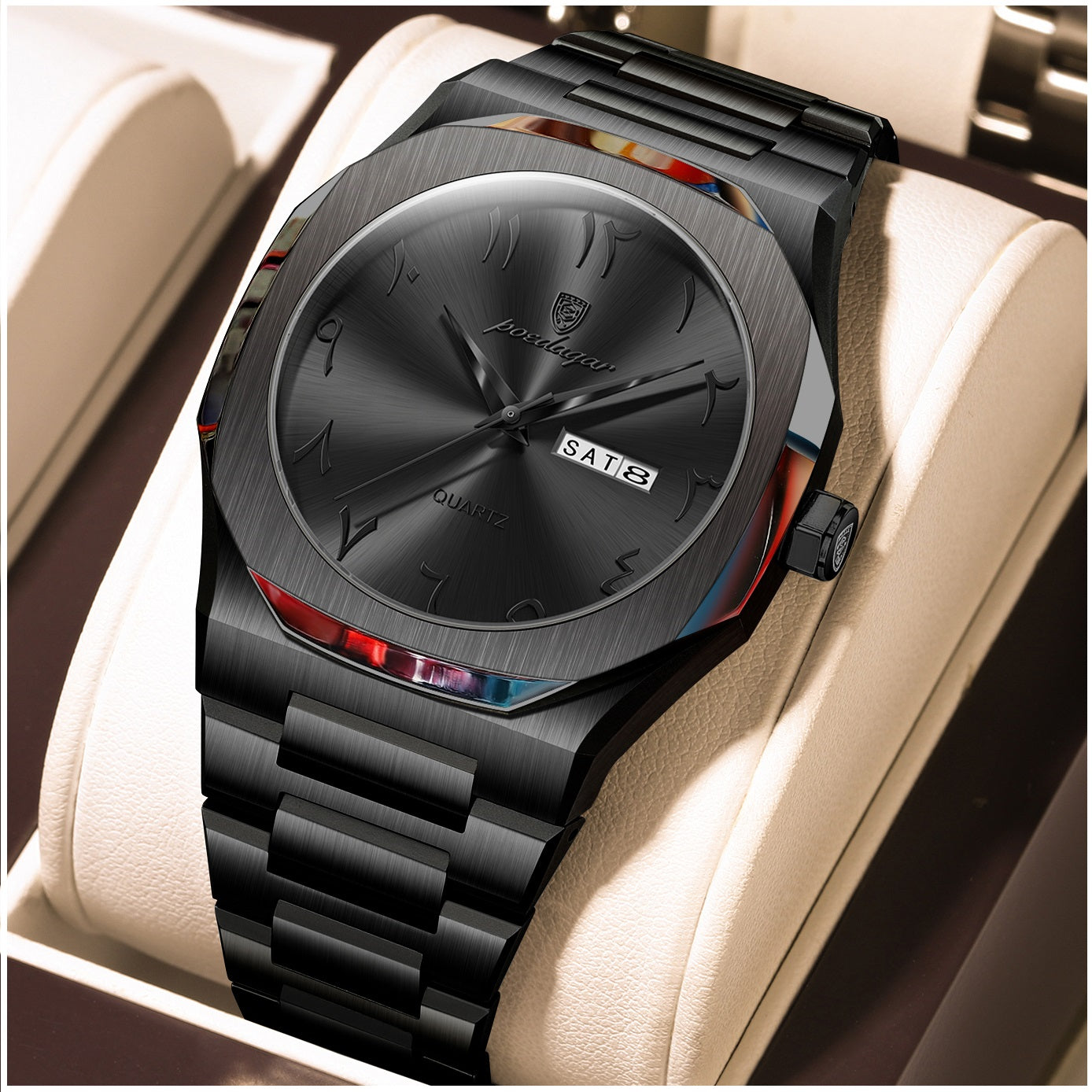 Reloj Analógico de Cuarzo para Hombre 41 mm con Calendario Día/Fecha, Acero Inoxidable, Resistente al Agua 3 ATM, Estilo Ejecutivo y Elegante para Uso Diario