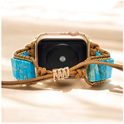 Correa Bohemia de Turquesa para Apple Watch (42/44mm) Diseño Artesanal, Piedras Naturales