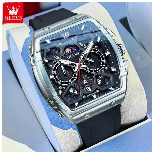 Reloj de Hombre Deportivo Elegante Fase Lunar, Cronógrafo, Dual Time