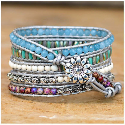 Correa Boho Trenzada para Apple Watch 42/44mm con Piedras Naturales, Estilo Luxury-Trendy