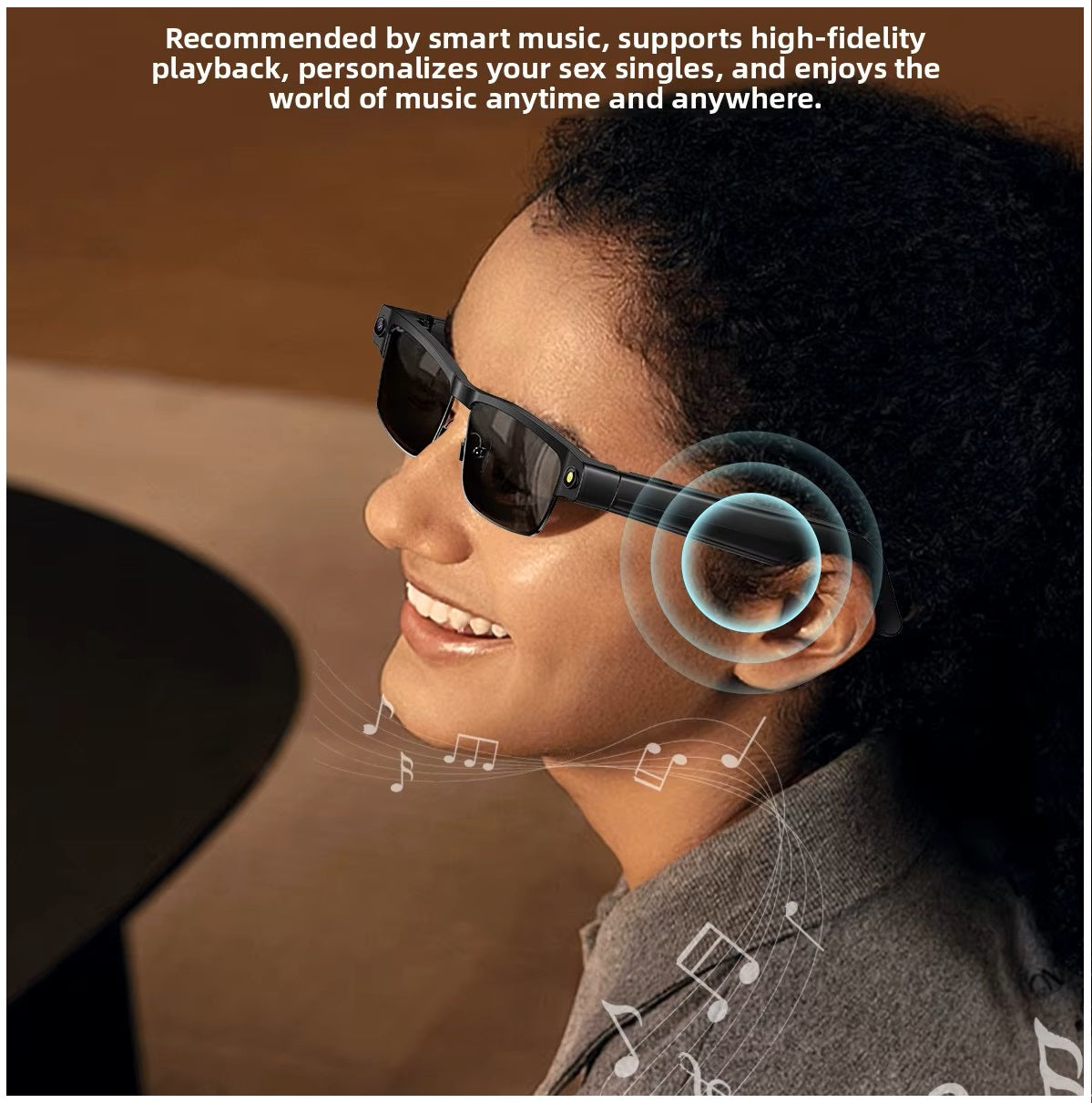 Gafas Inteligentes Cámara HD 8MP, Grabación 1200P, Traducción AI, WiFi, Bluetooth y Auriculares Integrados IPX5