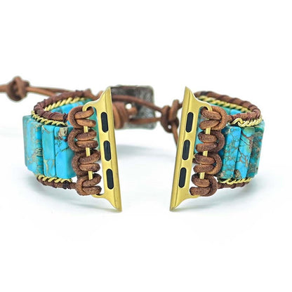 Correa Bohemia de Turquesa para Apple Watch (42/44mm) Diseño Artesanal, Piedras Naturales