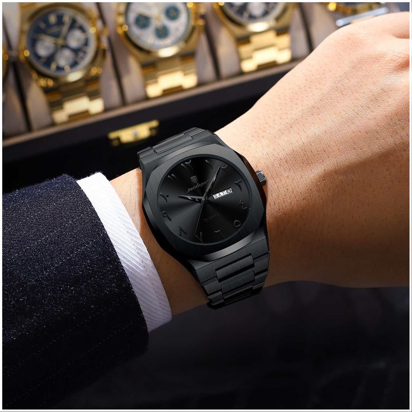 Reloj Analógico de Cuarzo para Hombre 41 mm con Calendario Día/Fecha, Acero Inoxidable, Resistente al Agua 3 ATM, Estilo Ejecutivo y Elegante para Uso Diario