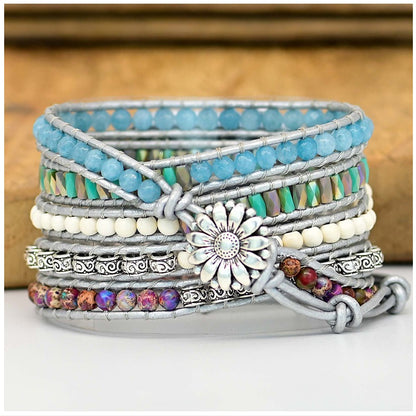 Correa Boho Trenzada para Apple Watch 42/44mm con Piedras Naturales, Estilo Luxury-Trendy