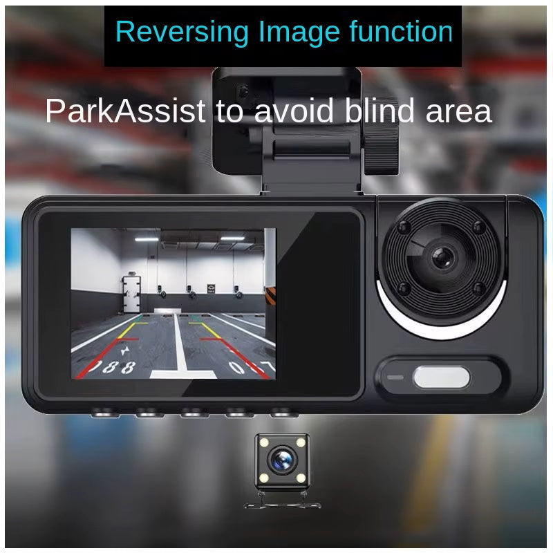 Cámara DVR para Auto Full HD 1080P 3 Canales Visión Nocturna WiFi Detección de Movimiento