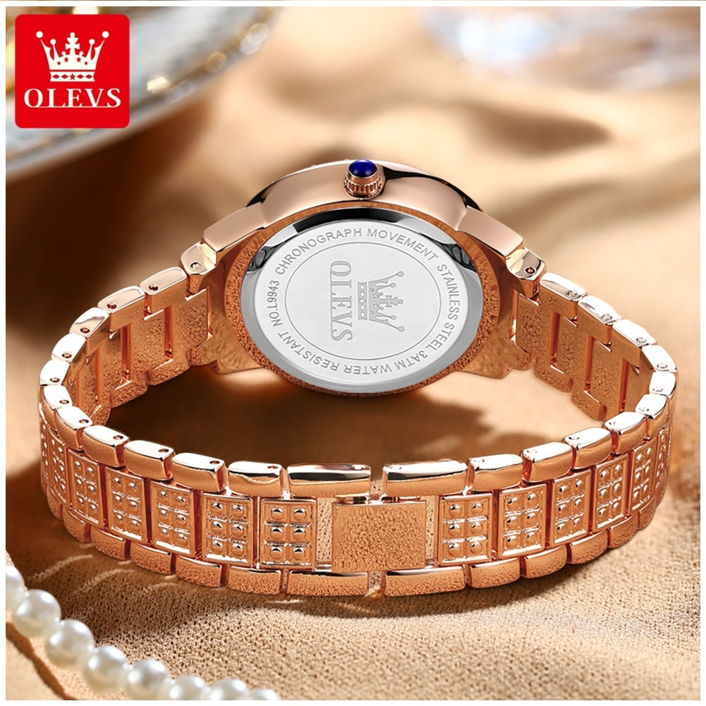 Reloj de Pulsera Elegante para Mujer con Cristales Incrustados, Acero Inoxidable, Movimiento Cuarzo y Resistencia al Agua 3ATM – Ideal para Uso Diario, Oficina y Eventos