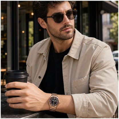 Reloj Analógico de Cuarzo para Hombre con Ruleta Giratoria Funcional, Esfera Casino, Bola Móvil