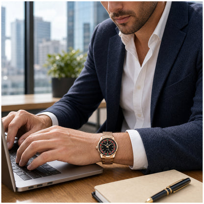 Reloj Analógico de Cuarzo para Hombre con Ruleta Giratoria Funcional, Esfera Casino, Bola Móvil