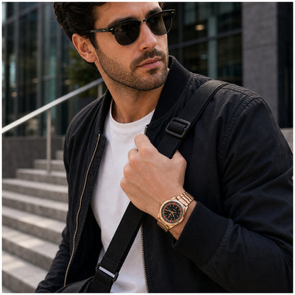 Reloj Analógico de Cuarzo para Hombre con Ruleta Giratoria Funcional, Esfera Casino, Bola Móvil