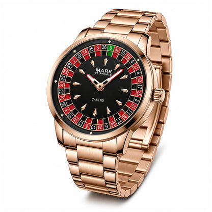 Reloj Analógico de Cuarzo para Hombre con Ruleta Giratoria Funcional, Esfera Casino, Bola Móvil